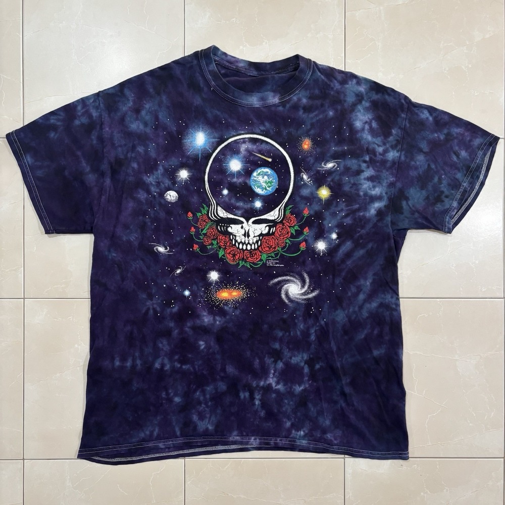 Vintage Grateful Dead T Shirt Tie Dye Space Your Face Men's XL Skull Roses
